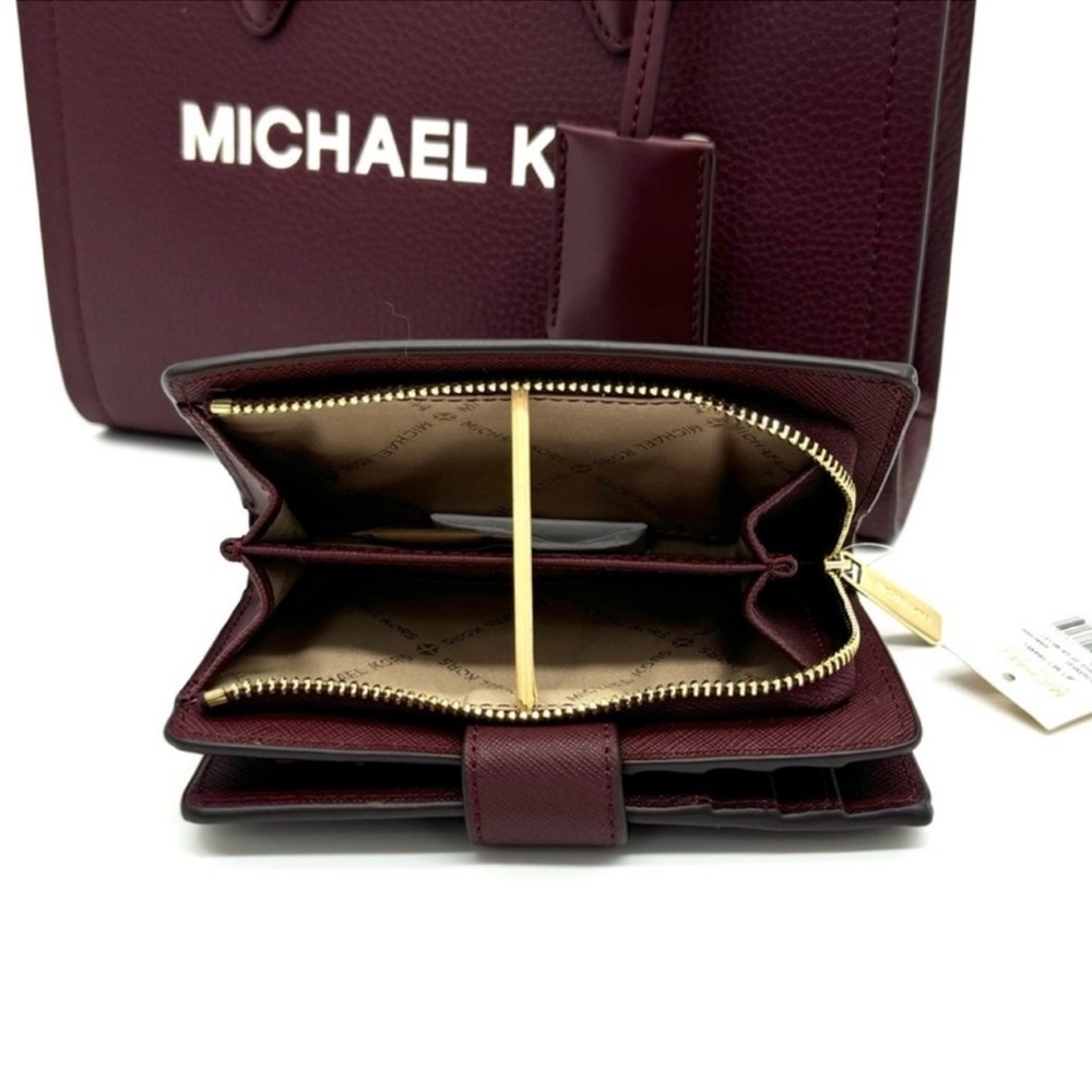Michael Kors Mirella Small Crossbody Bag & Medium Zip Chain Wallet Ox Blood - Picture 11 of 13